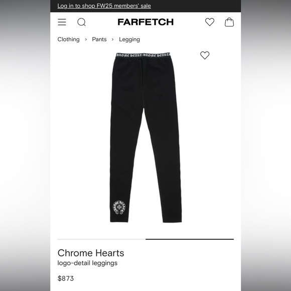 NWT Chrome Hearts Black Horseshoe Logo Leggings S + Packaging - Picture 4 of 7